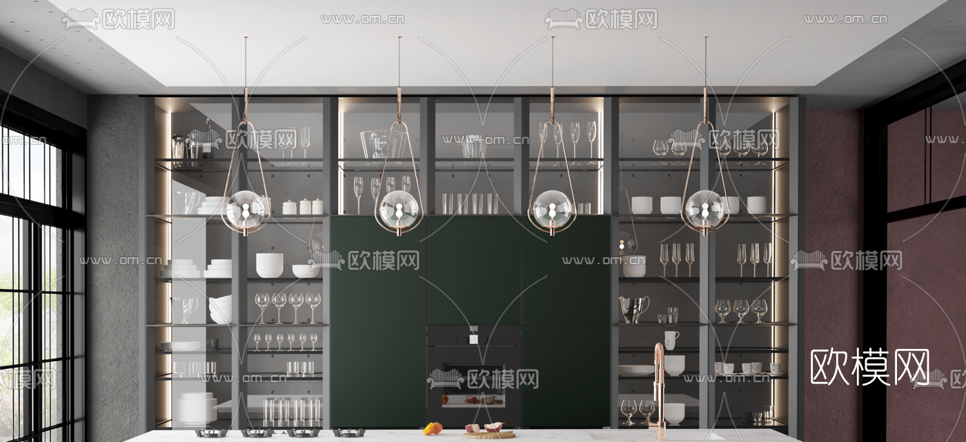 现代简约酒柜吧台3d模型