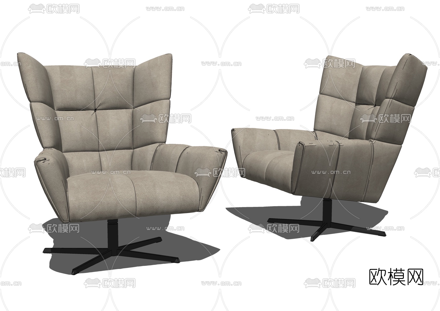 现代布艺休闲椅su模型下载（渲染图2）