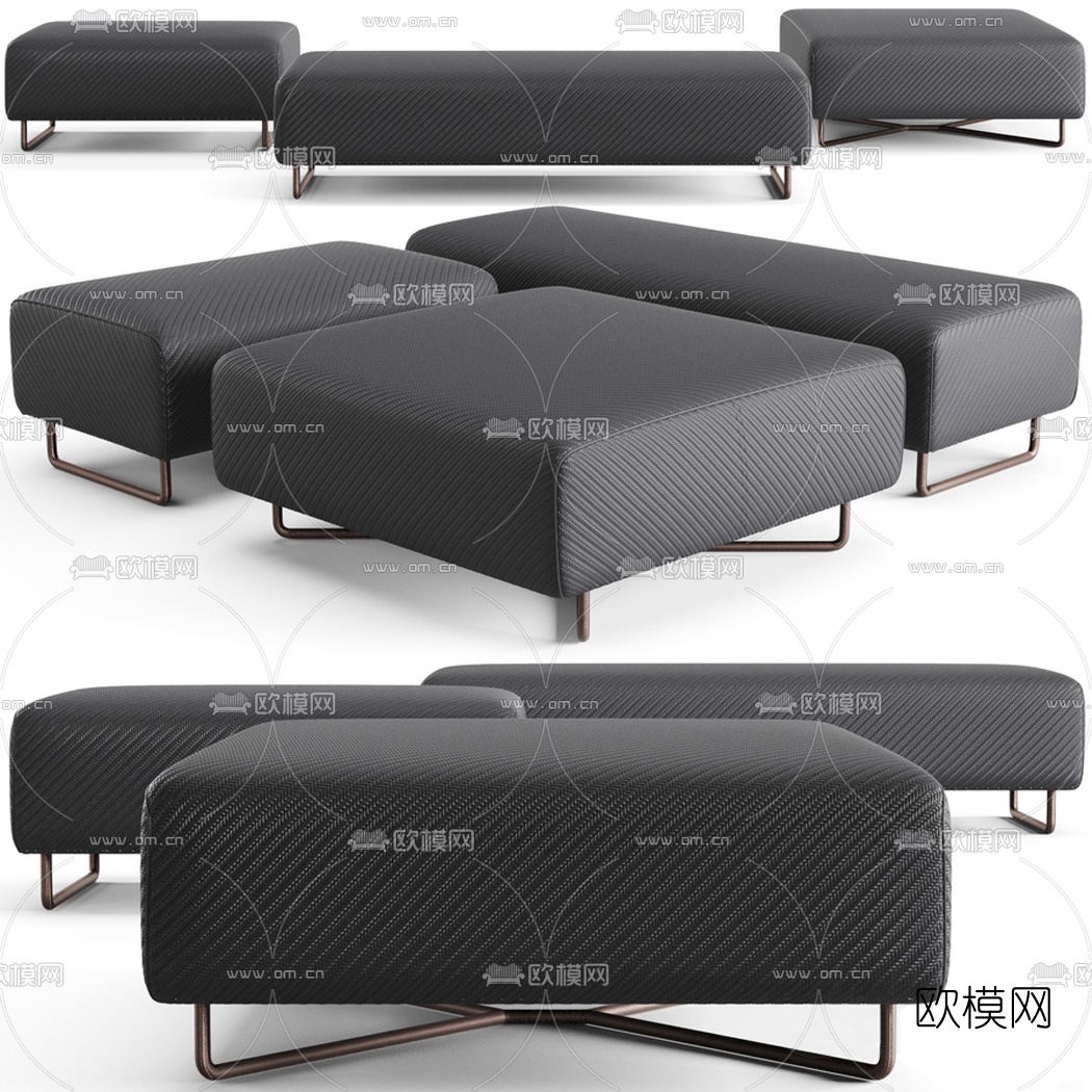 现代脚踏沙发凳3d模型下载（渲染图1）