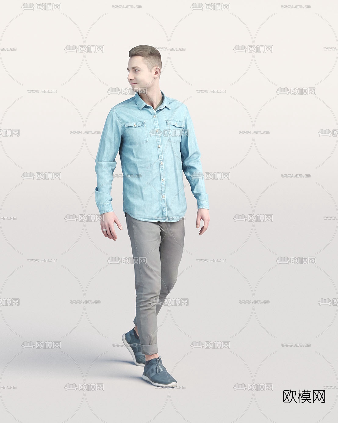 现代站姿男士人物3d模型下载（渲染图3）