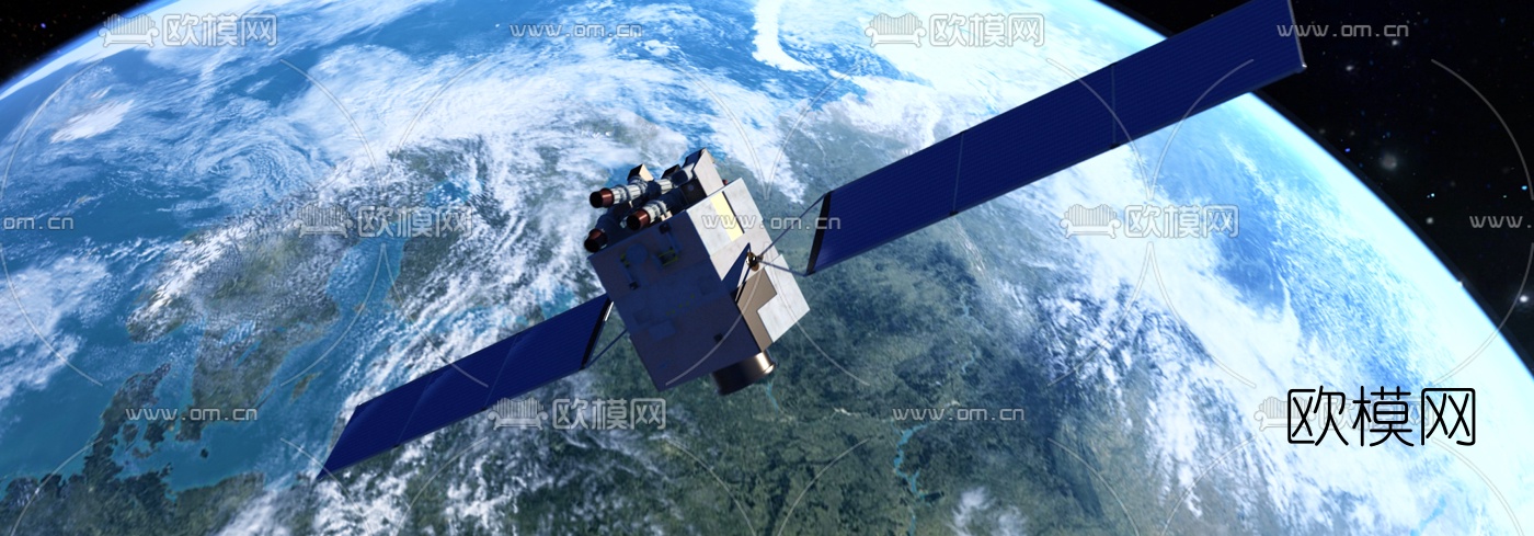 现代太空卫星飞行器3d模型