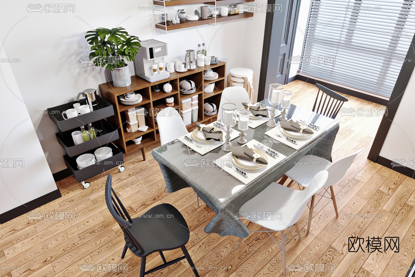 北欧客厅餐厅3d模型下载（渲染图6）