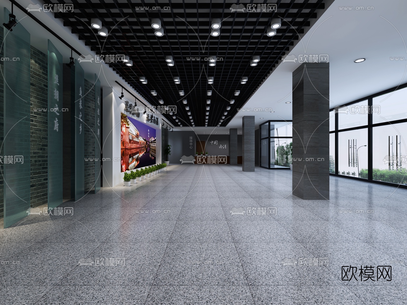 现代城市规划展厅免费3d模型