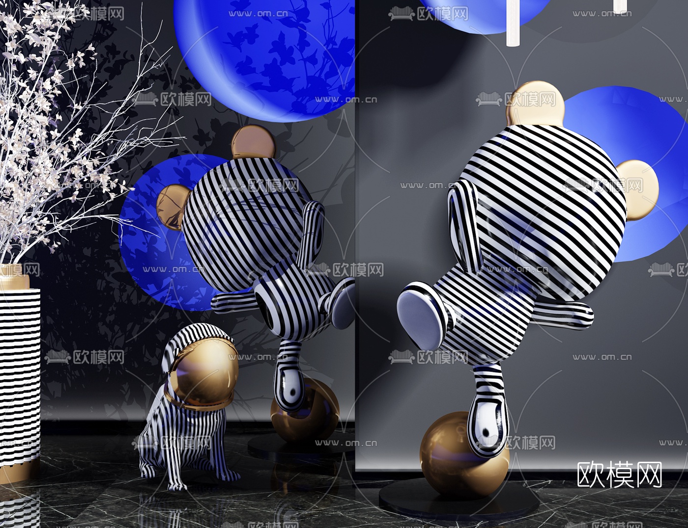 现代卡通雕塑摆件3d模型