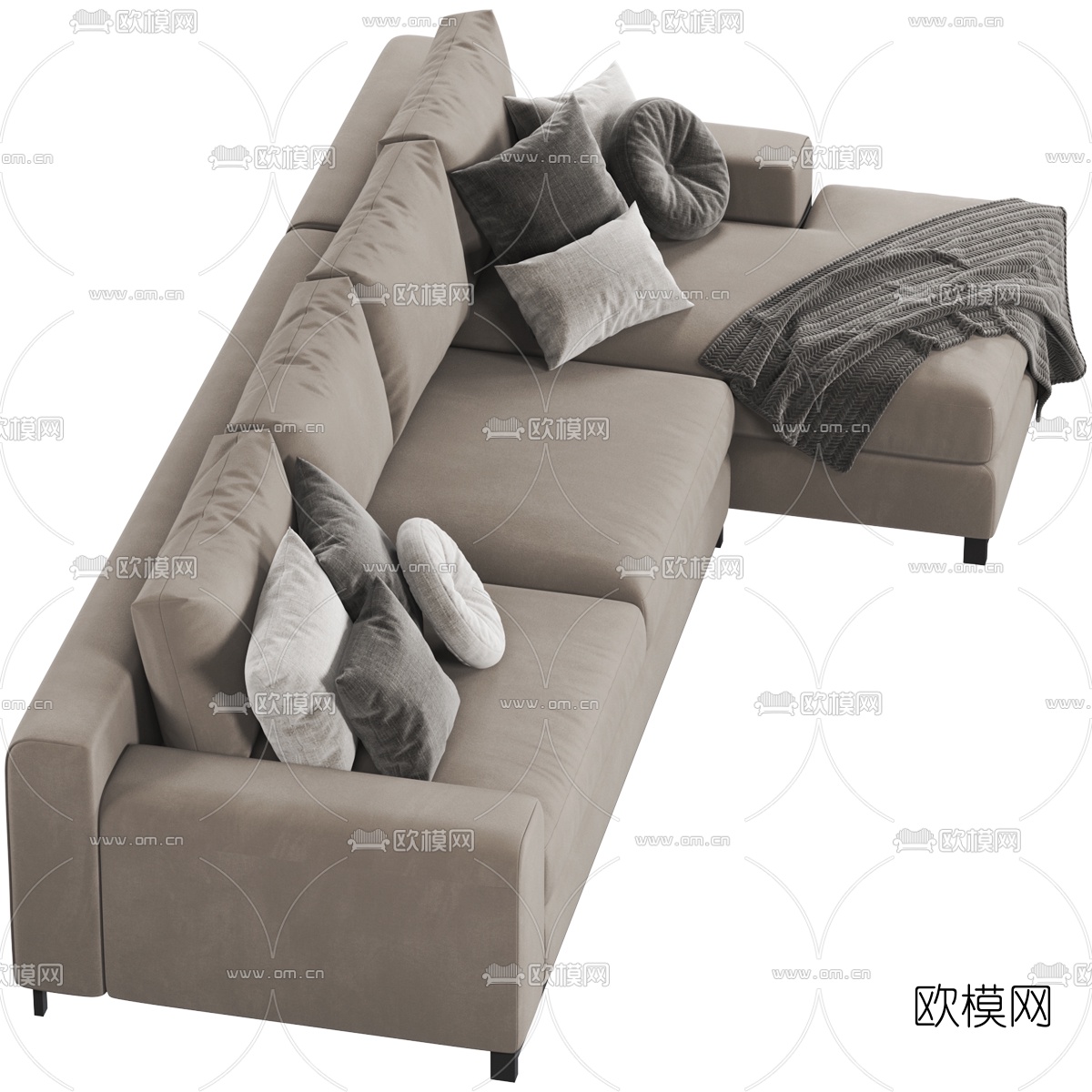 Natuzzi 现代布艺转角沙发3d模型下载（渲染图2）