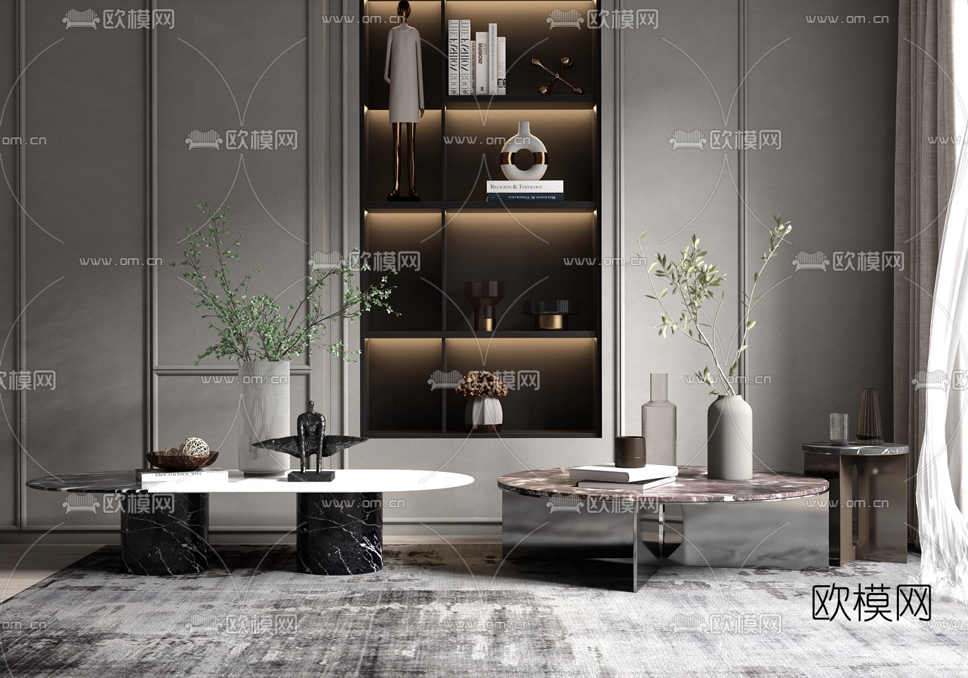 现代大理石茶几3d模型