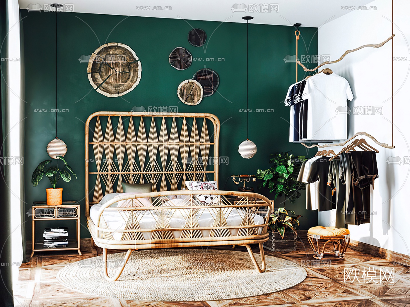 东南亚卧室3d模型下载（渲染图2）