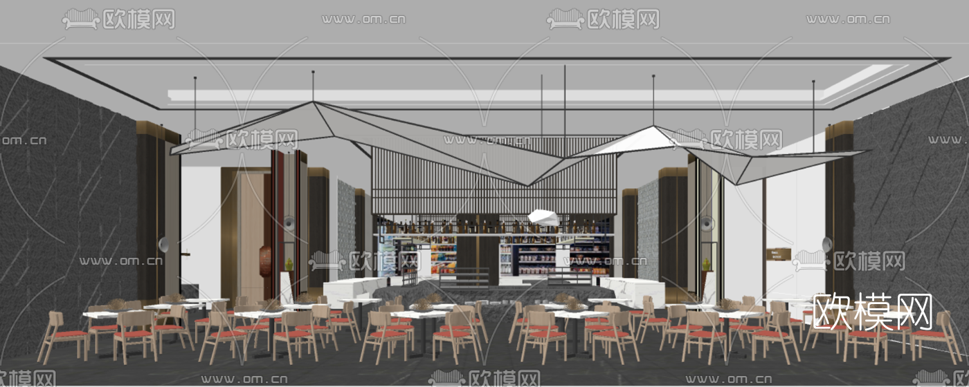 现代酒店宴会厅su模型