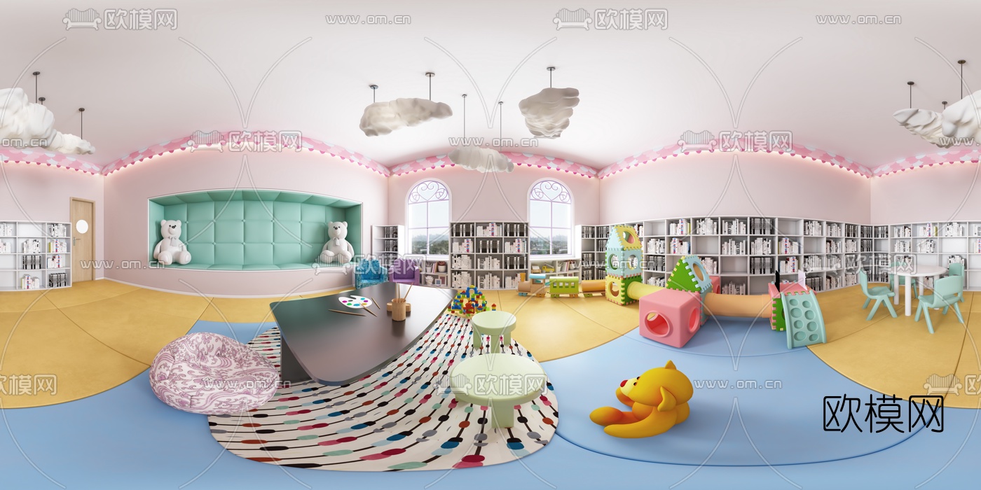 现代幼儿园教室vr全景3d模型
