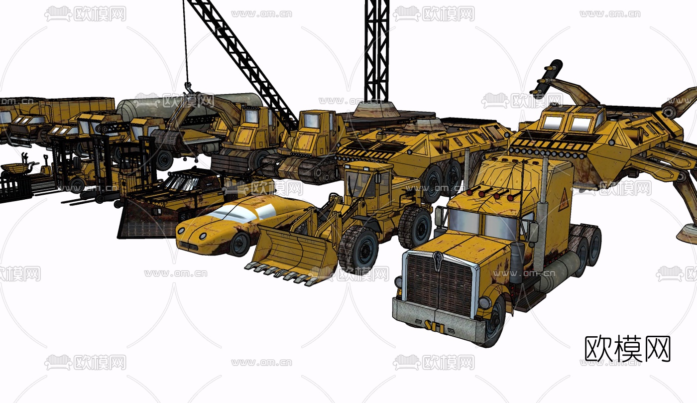 现代推土机挖掘机免费su模型下载