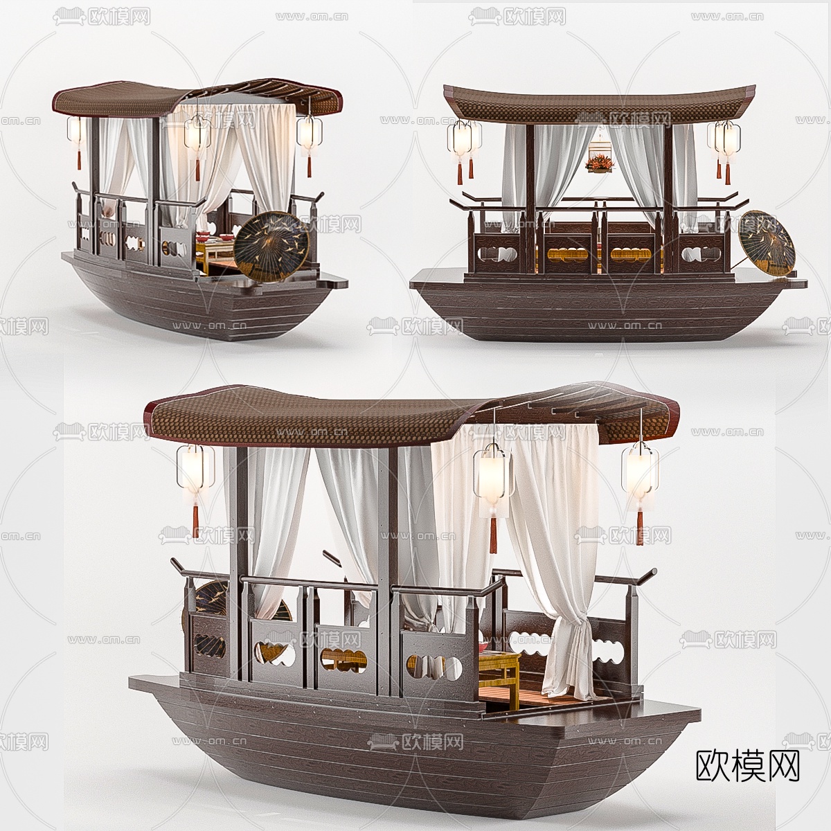 中式木船3d模型