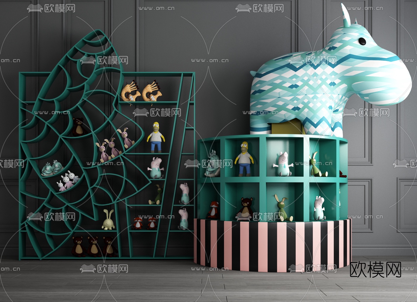 现代儿童装饰架组合3d模型