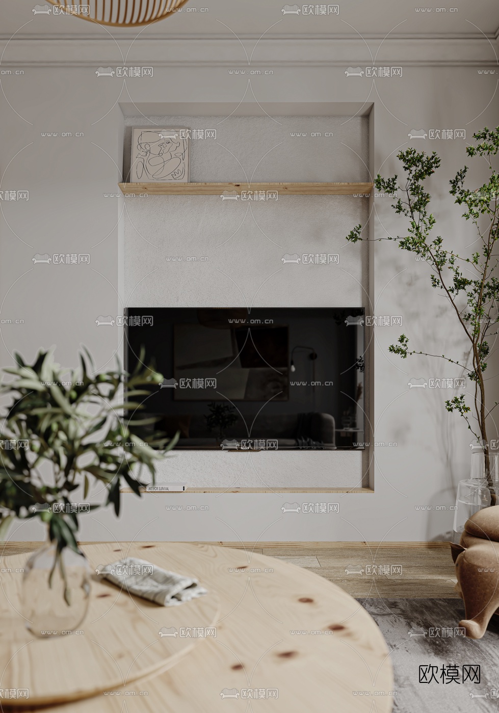 北欧客厅餐厅3d模型下载（渲染图3）