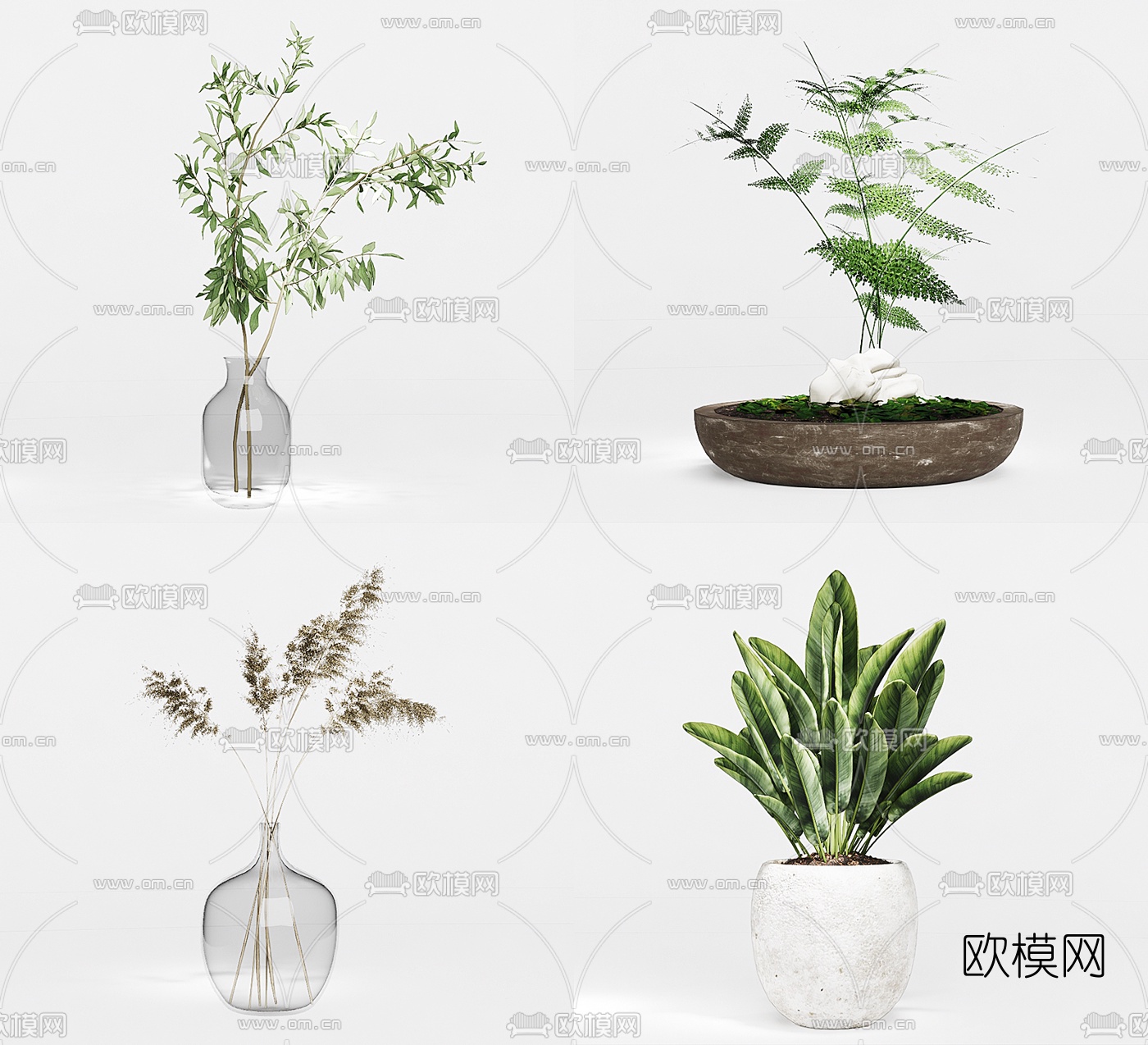现代花瓶花卉su模型