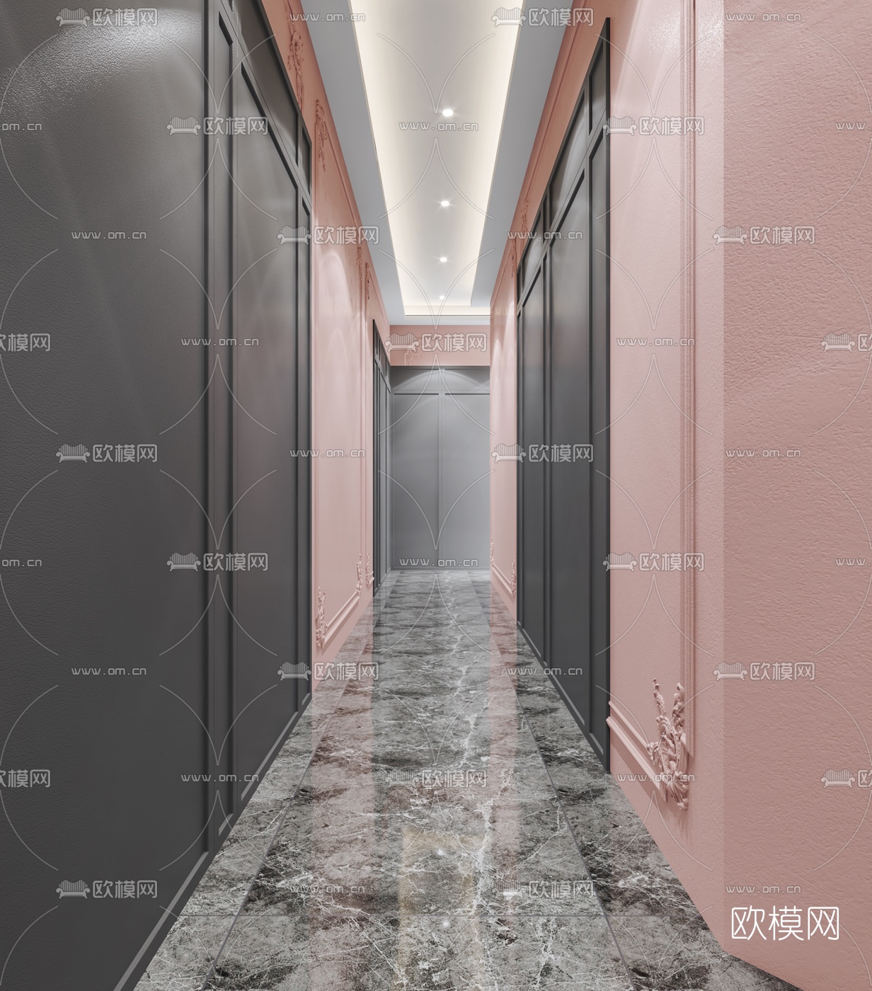 简欧简约美容院前台3d模型下载（渲染图4）