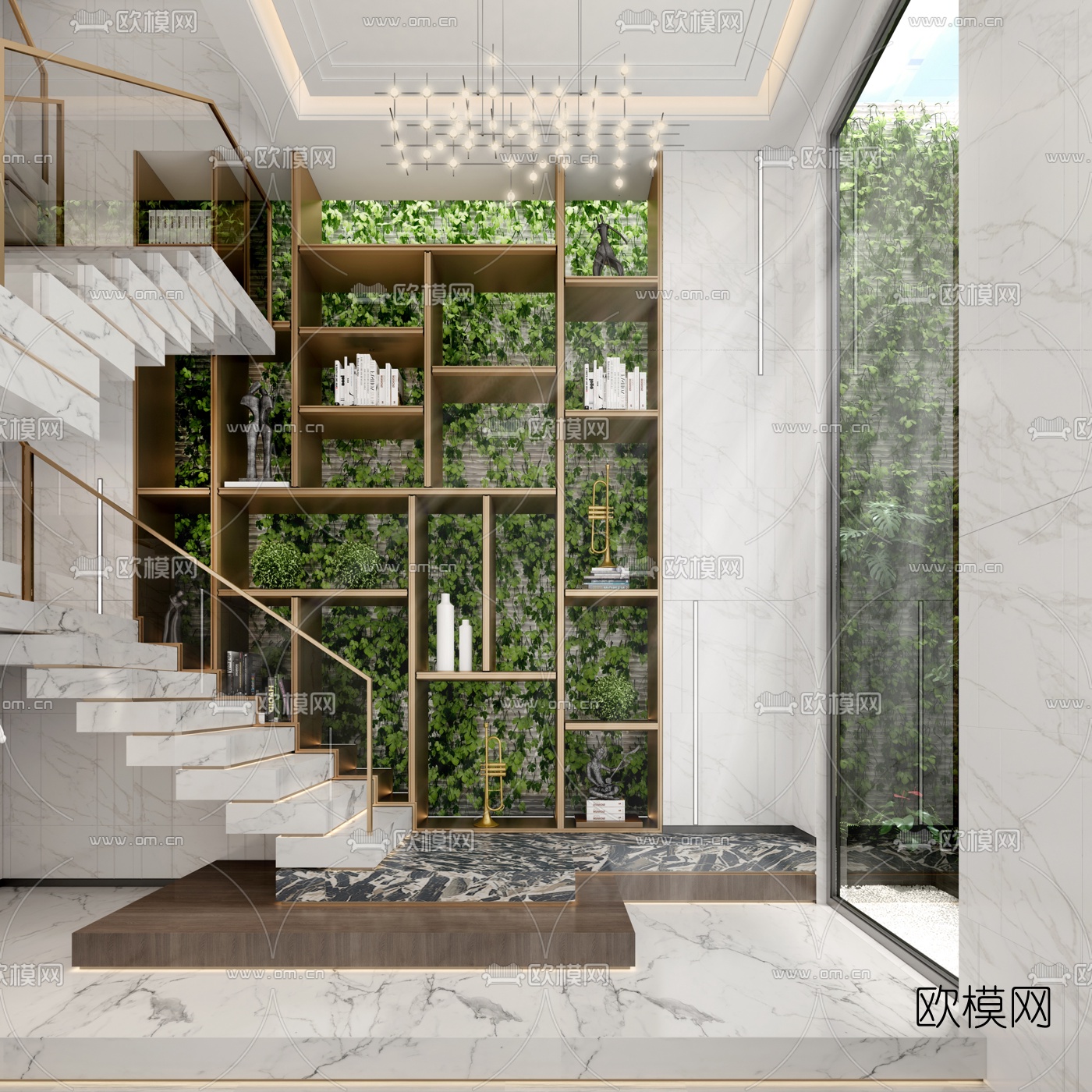 现代楼梯3d模型下载（渲染图1）