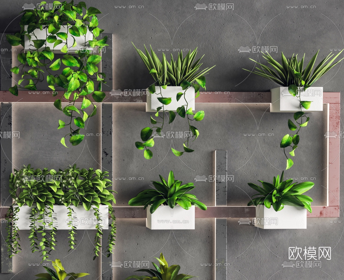 工业风植物盆栽3d模型下载（渲染图3）