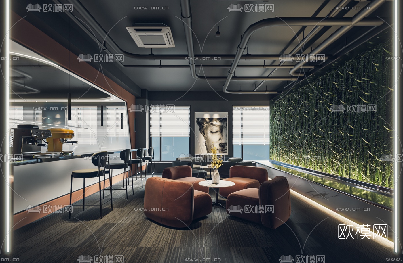 工业风办公接待室3d模型