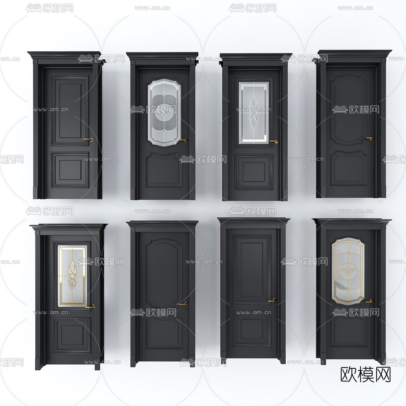 简欧房门单开门厨卫门3d模型