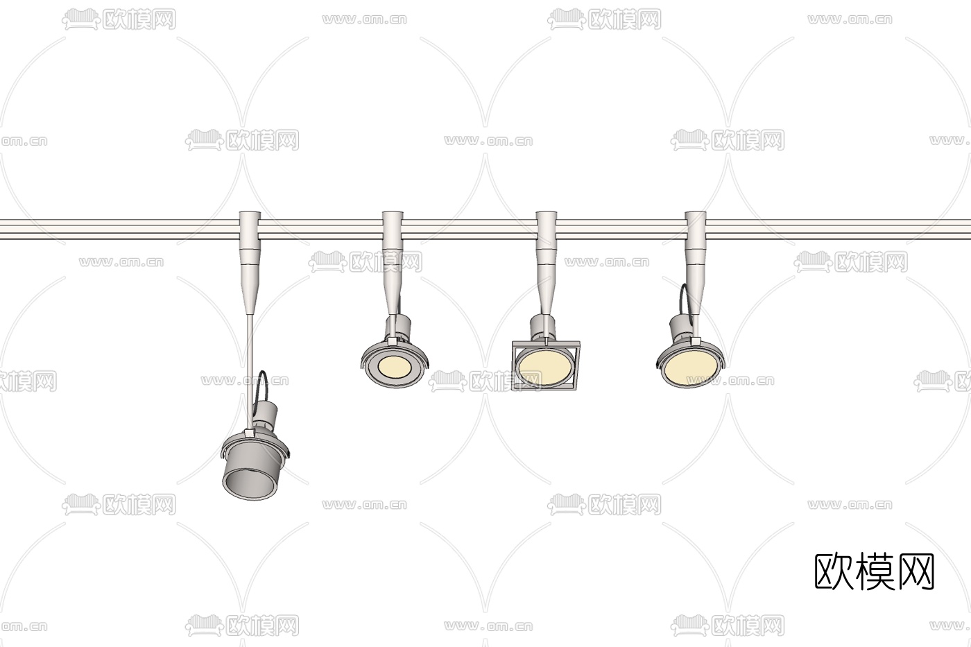 现代金属舞台灯免费su模型下载