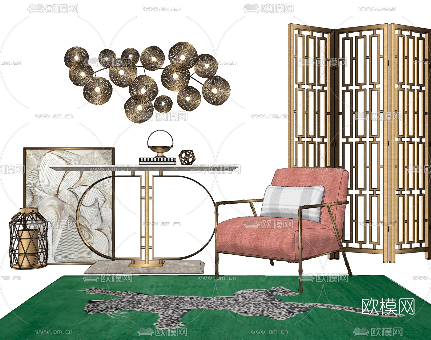 后现代布艺休闲椅su模型下载