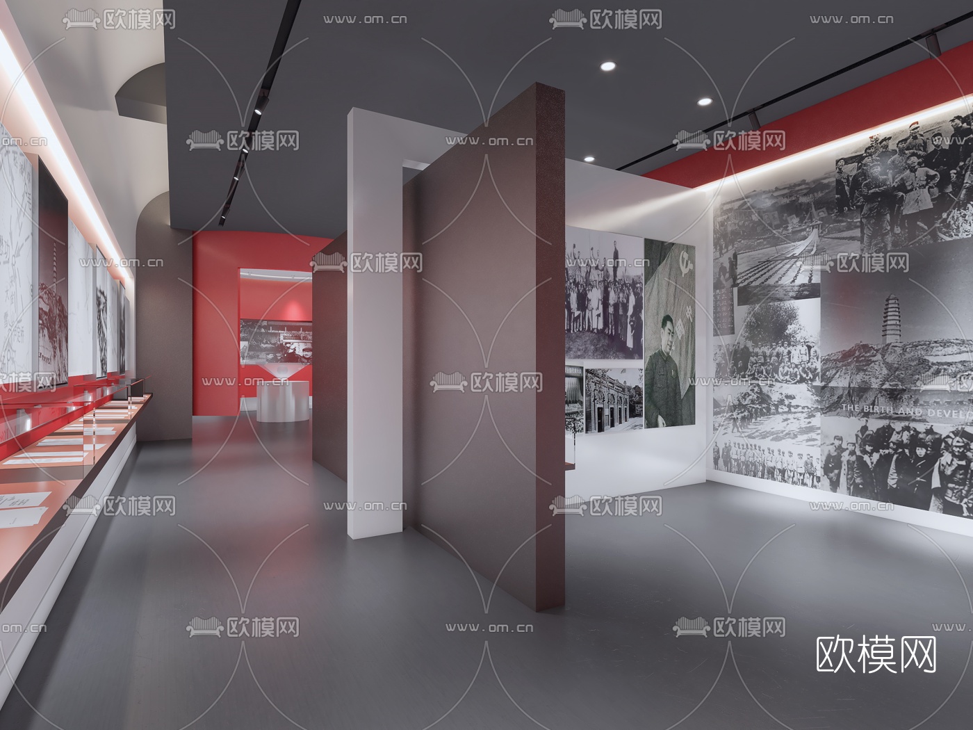 现代党史党建展厅3d模型下载（渲染图1）