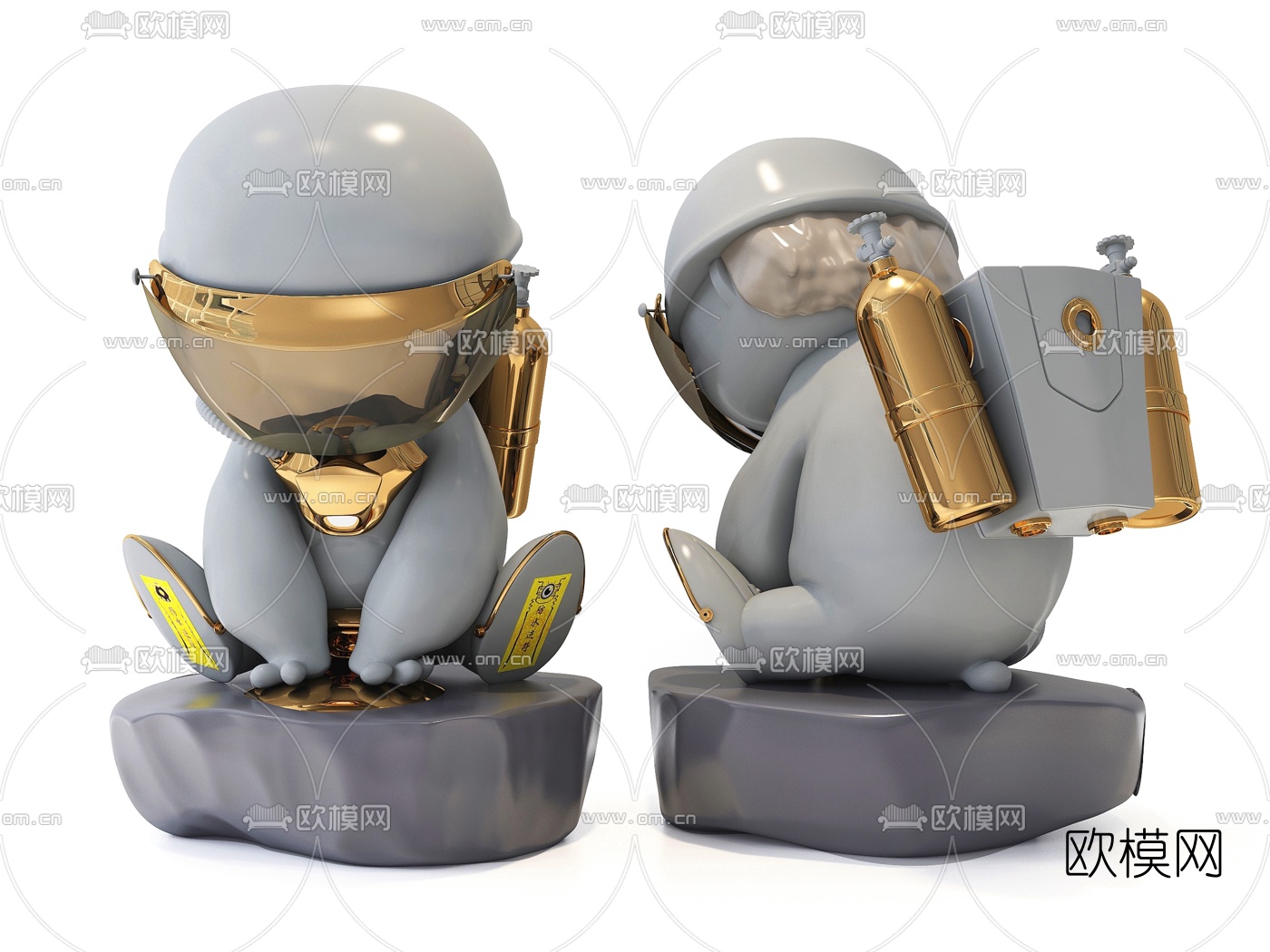 现代宇航员公仔雕塑3d模型下载