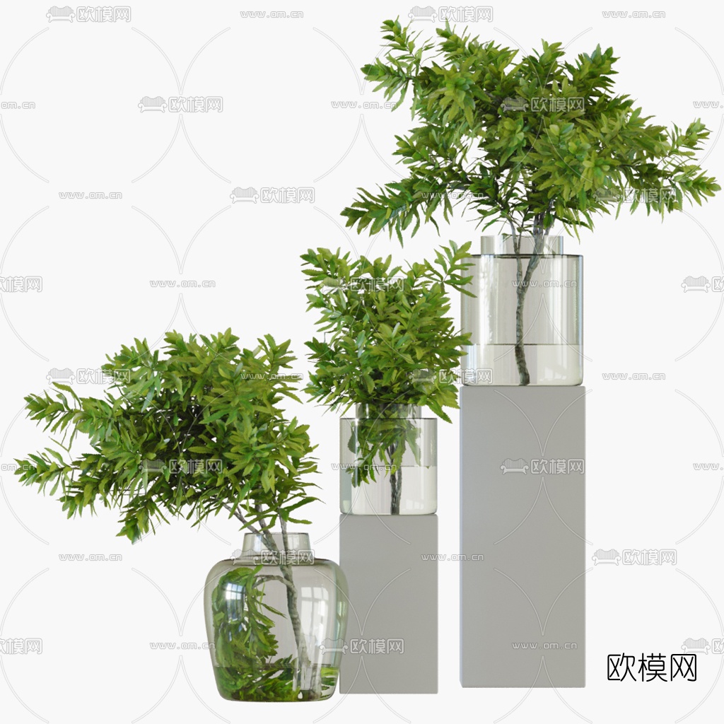 现代树枝花瓶插花3d模型