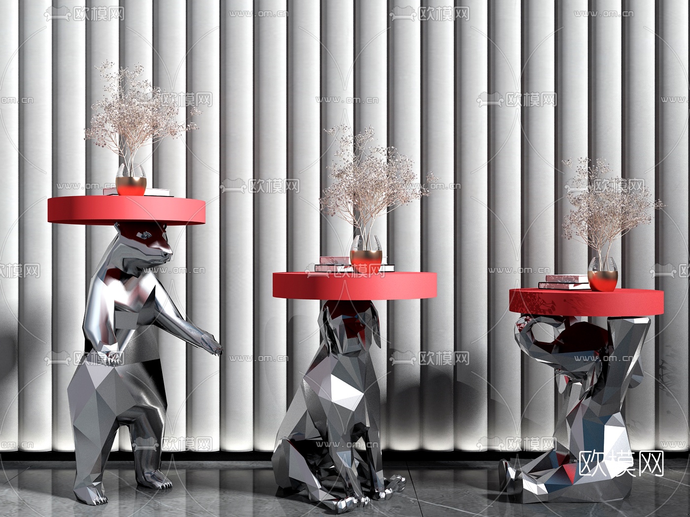 后现代动物底座边几3d模型下载