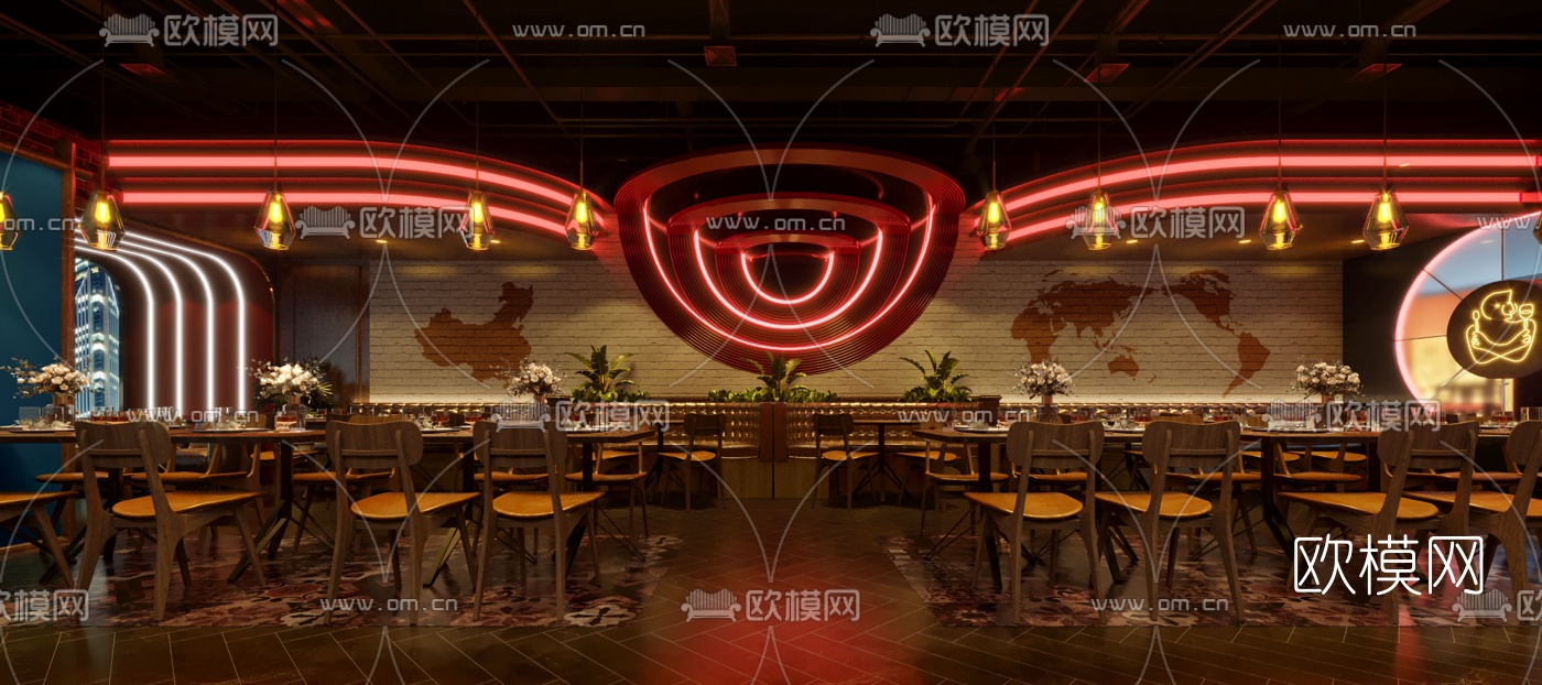 工业风西餐厅3d模型