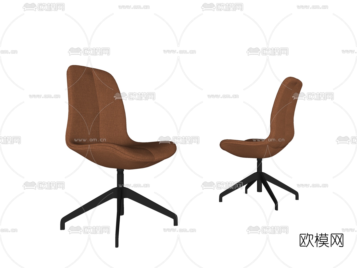 现代皮革旋转办公椅su模型下载