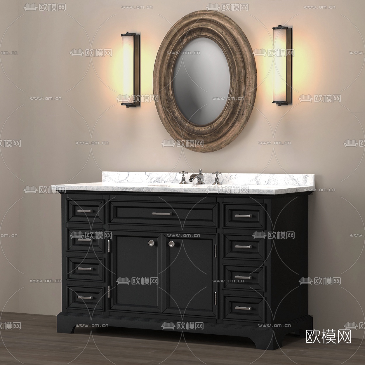 现代洗手台免费3d模型下载（渲染图1）