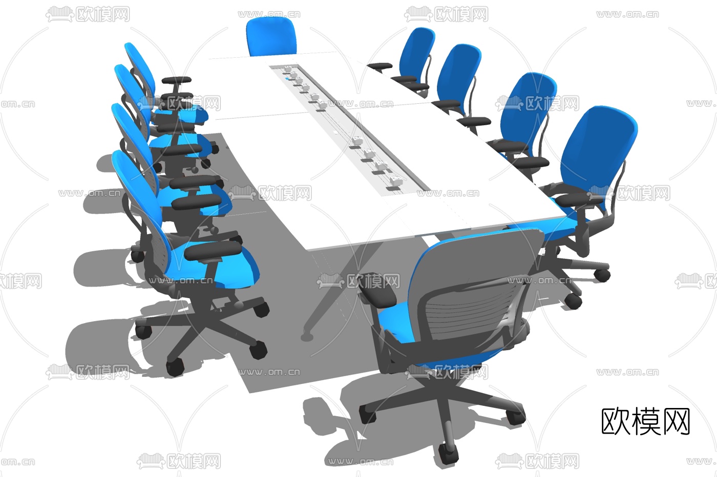 现代会议桌椅su模型下载