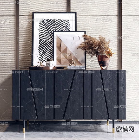 现代木质玄关边柜3d模型下载