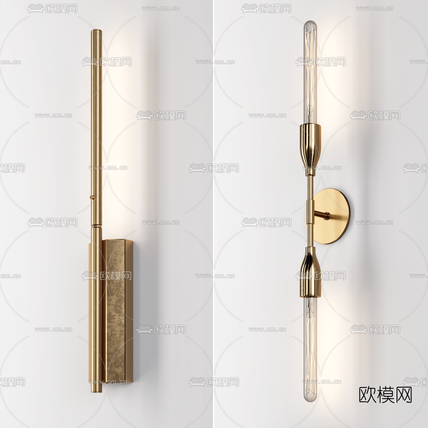 现代金属壁灯3d模型下载（渲染图3）