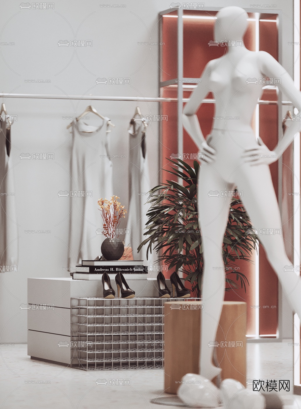 现代女装服装店3d模型