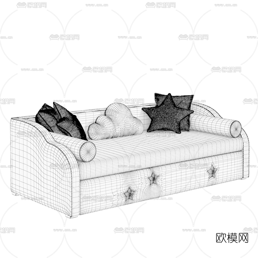 现代布艺儿童沙发3d模型下载（渲染图3）