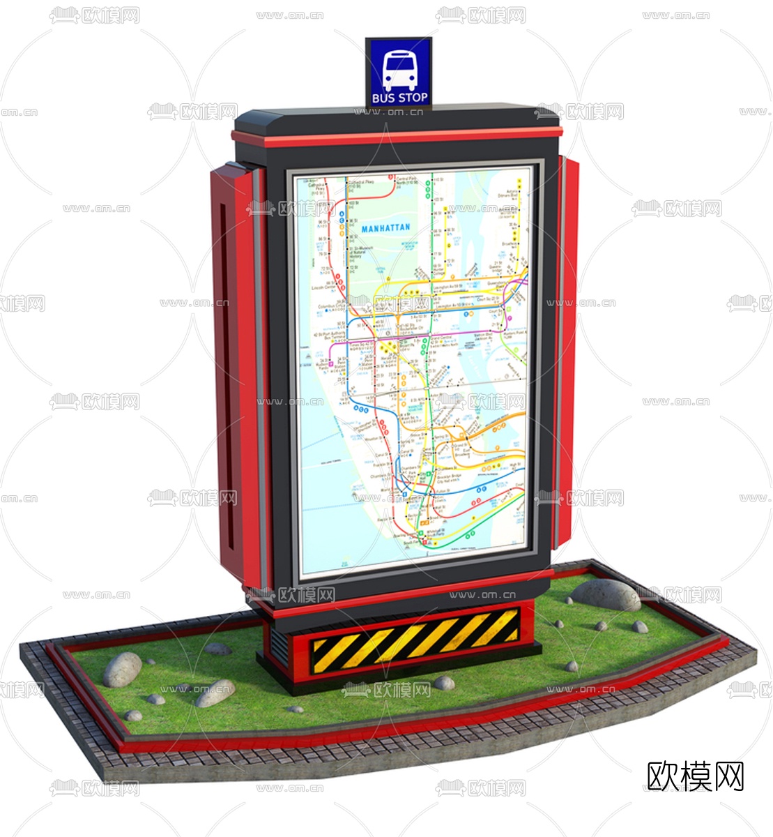 现代地铁路线指示牌3d模型下载