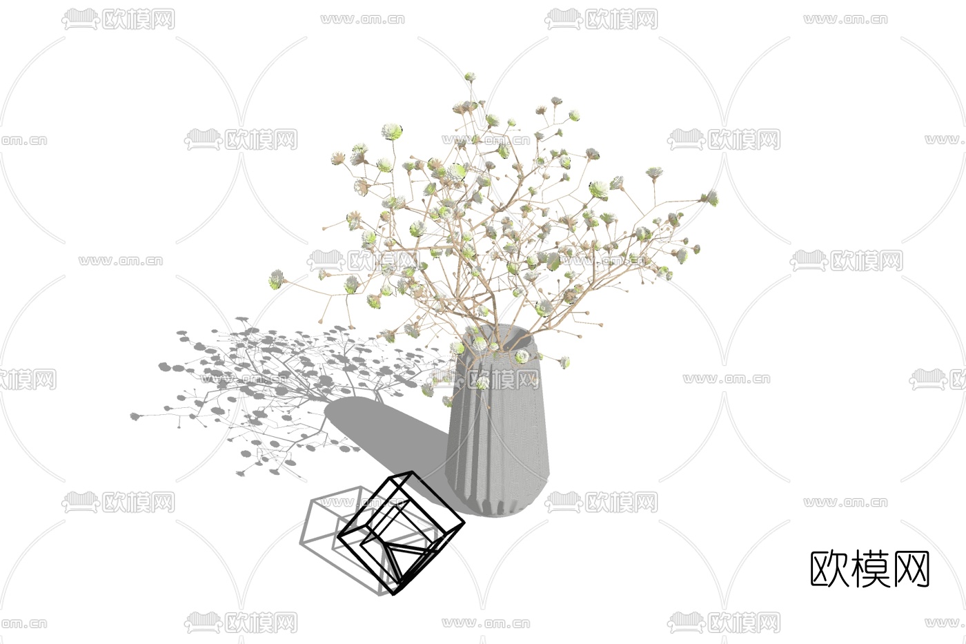 现代花瓶花卉免费su模型下载