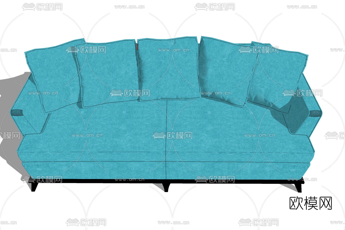 现代布艺双人沙发免费su模型下载
