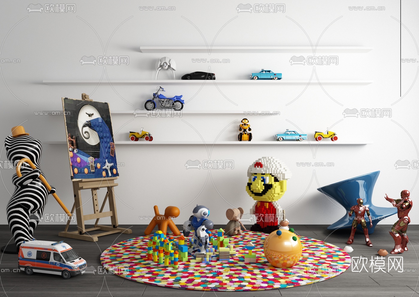 现代儿童玩具3d模型下载