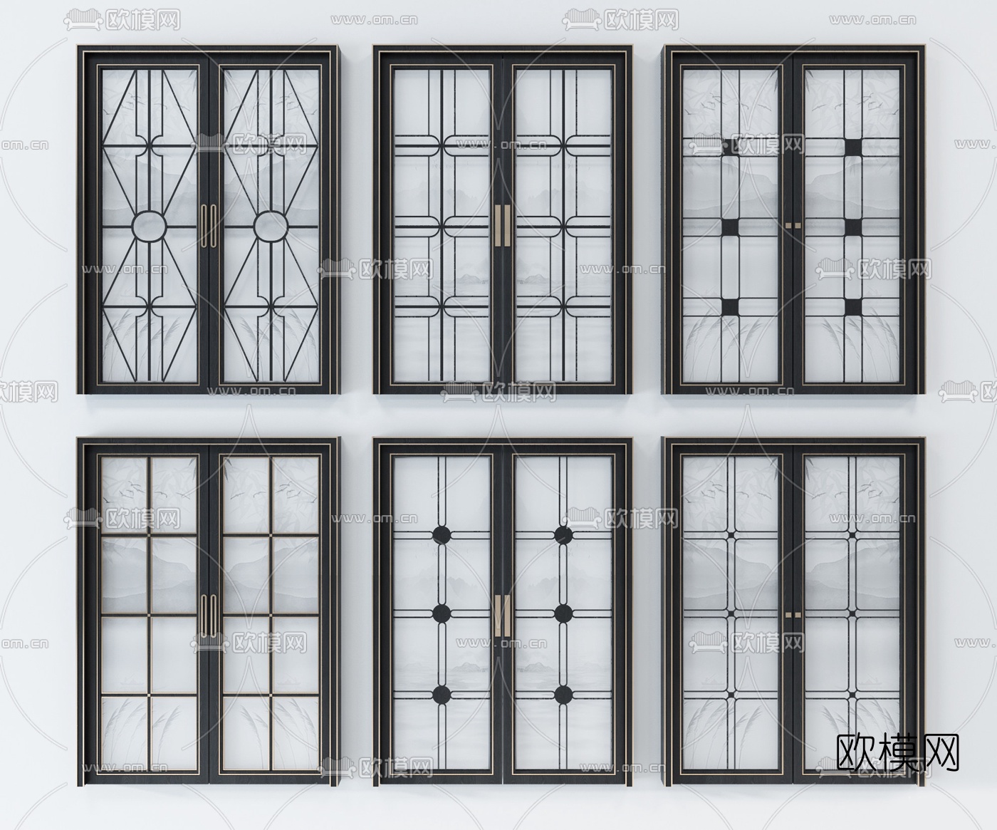 现代玻璃推拉门3d模型