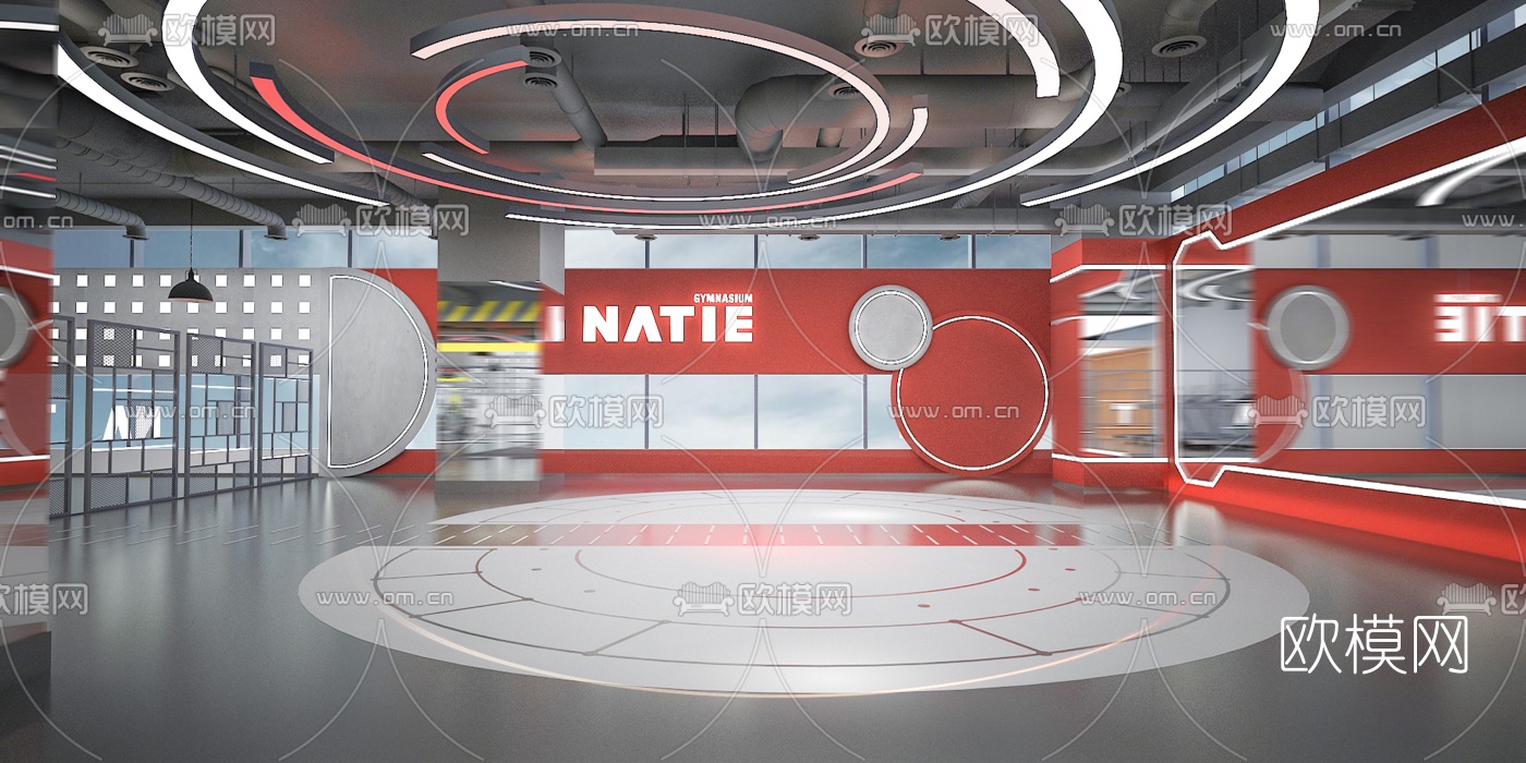 后现代健身房私教专区3d模型下载（渲染图1）