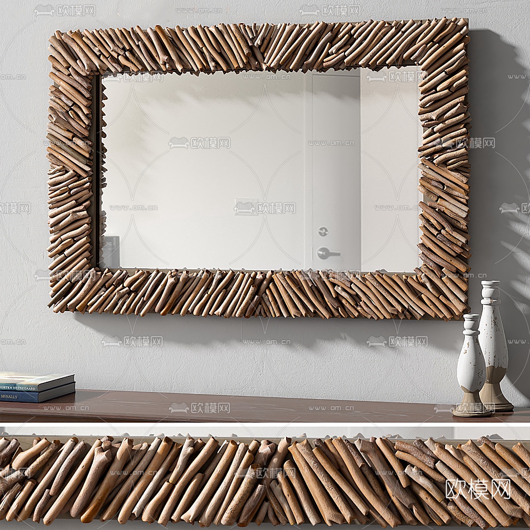 自然风复古镜子3d模型下载