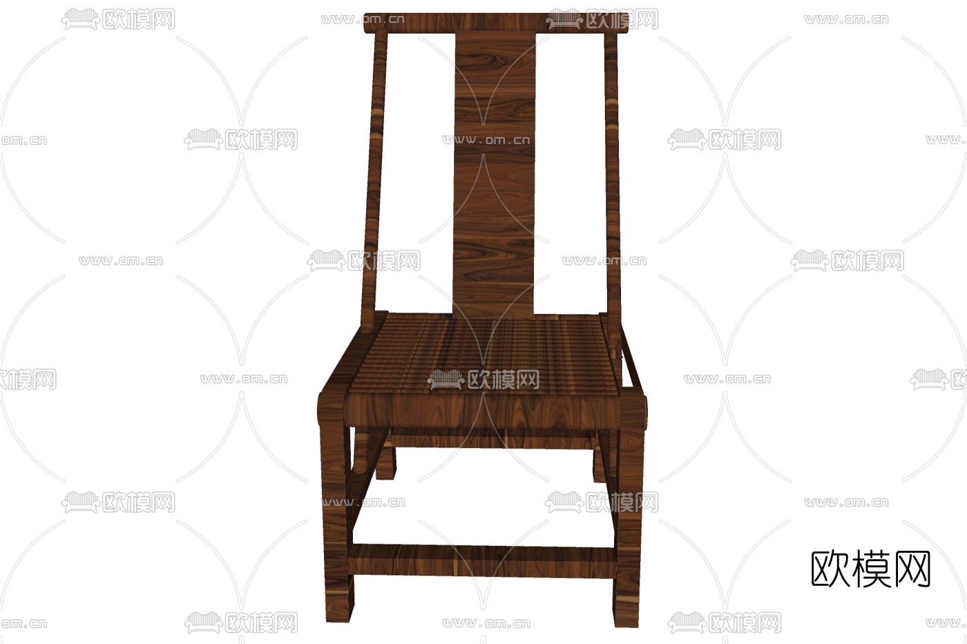 新中式实木单椅su模型下载