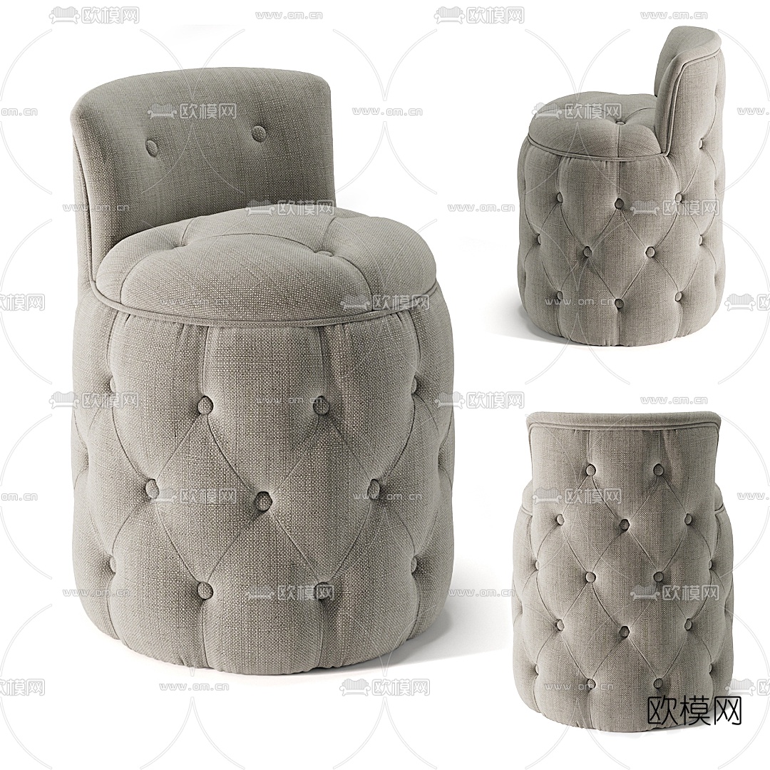 现代布艺沙发凳3d模型下载