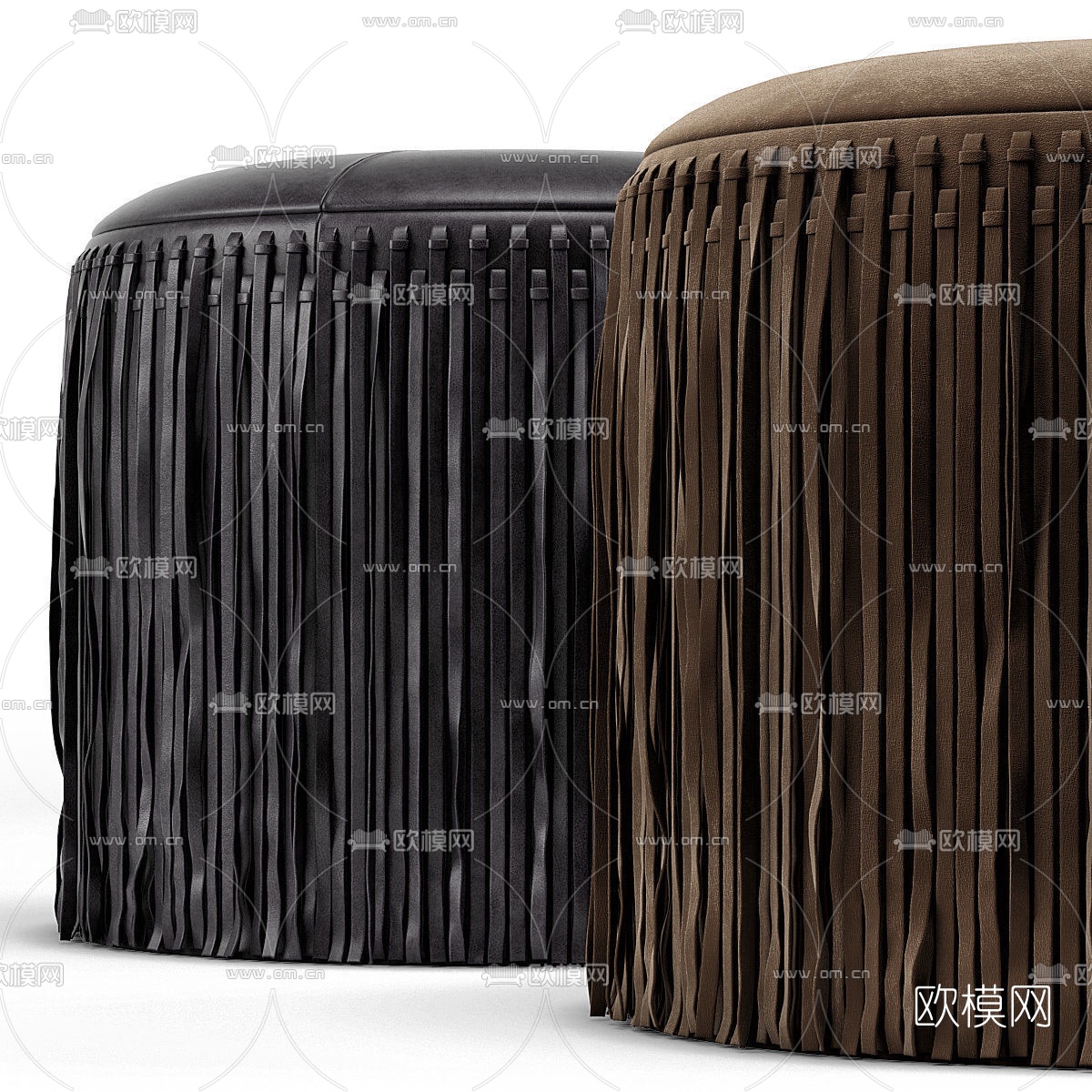 现代布艺圆凳沙发凳3d模型下载（渲染图2）