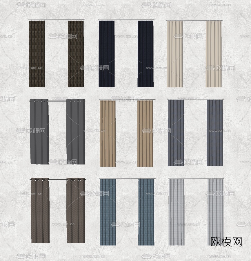 北欧窗帘su模型下载（渲染图2）