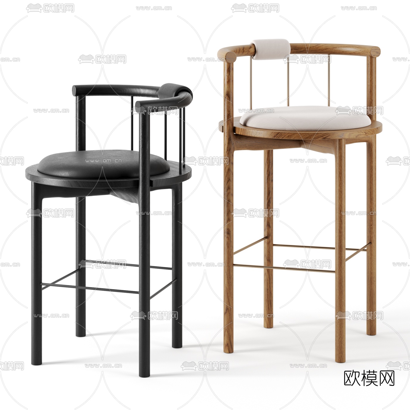 北欧简约吧椅3d模型下载