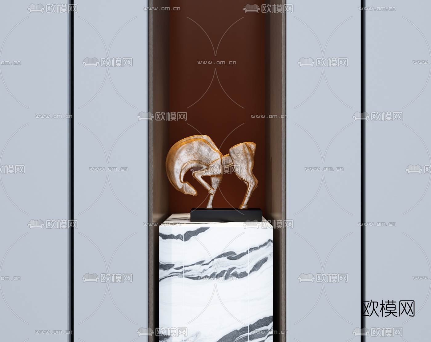 新中式骏马雕塑3d模型